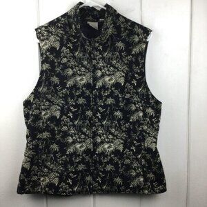 EP Pro Golf Vest Black & Cream Zip Lined Golf Jacket, Asian Theme Pagoda, Size L